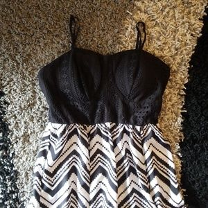 Long Black & White Maxi Dress
